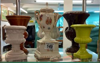 A selection of pottery urns etc including Kingsbridge pottery etc