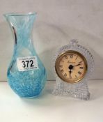 A Caithness glass vase and Timemaster clock