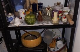 A good lot of kitchenalia on 2 shelves including baking trays etc COLLECT ONLY