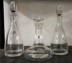 A decanter by Royal Doulton for the Americas cup Perth, 1987 and 2 Denby decanters