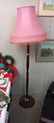 A vintage standard lamp with large pink shade COLLECT ONLY