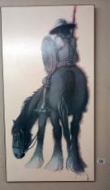 A print on board of a figure on horse COLLECT ONLY