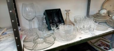A quantity of glassware including decanter & vases etc. COLLECT ONLY