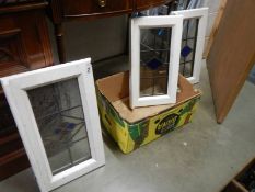 Three modern stained and leaded glass windows. COLLECT ONLY.
