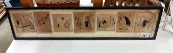 A 1950's/60's framed group of old newspaper cartoons COLLECT ONLY
