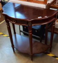 A dark wood stained 'D' end wall table COLLECT ONLY