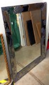 A large bevel edged mirror with bevelled edge etched mirror frame 79cm x 109cm COLLECT ONLY