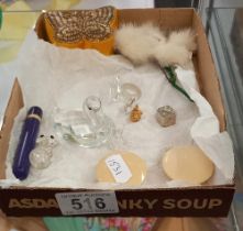 A mixed lot including pill boxes, glass animals etc