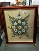 An arts & craft fire screen with dried flowers COLLECT ONLY