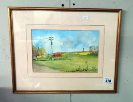 A vintage watercolour of farming countryside scene COLLECT ONLY