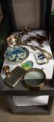 A mixed lot including paperweights, large ladle etc