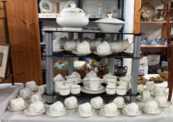 A quantity of Royal Doulton Platinum Concord tureen, vegetable dish, 19 coffee cans & saucers, 6