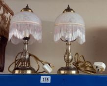 A pair of table lamps with beaded glass shades COLLECT ONLY