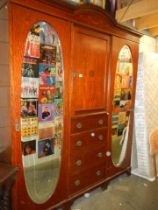 A Victorian mahogany inlaid combination wardrobe, COLLECT ONLY.