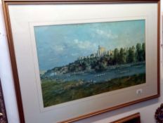 A large framed print of Windsor Castle from opposite side of the Thames 90cm x 65cm. COLLECT ONLY