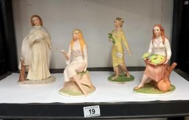 4 unglazed pottery four seasons limited edition figures COLLECT ONLY