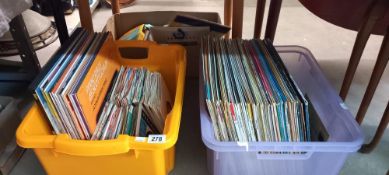 A collection of records including LP's The Beatles Abbey Road, ELO, The Beatles singles etc