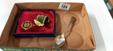 A grand lodge of England Ferry lodge 8747 medal and a hallmarked silver teaspoon