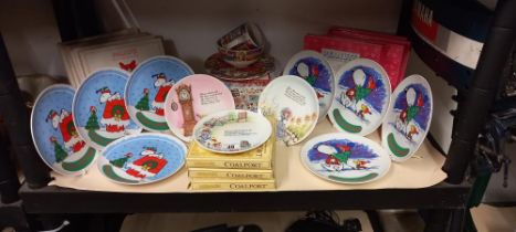 A quantity (8) of Snoopy (Peanuts) Christmas plates, a Beano boxed breakfast set and 3 boxed nursery