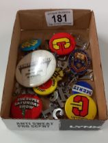 A quantity of vintage pin badges including Royal college of nursing