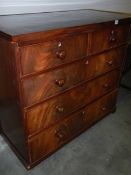 A Victorian mahogany two over three chest of drawers, COLLECT ONLY.