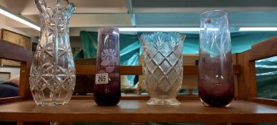 2 Caithness and 2 cut glass vases