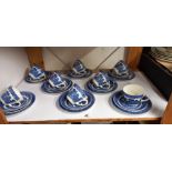 A Myott willow pattern blue and white tea set COLLECT ONLY