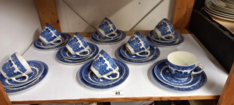 A Myott willow pattern blue and white tea set COLLECT ONLY
