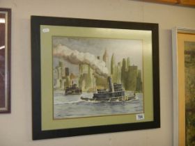 An old picture of a tug boat, COLLECT ONLY.