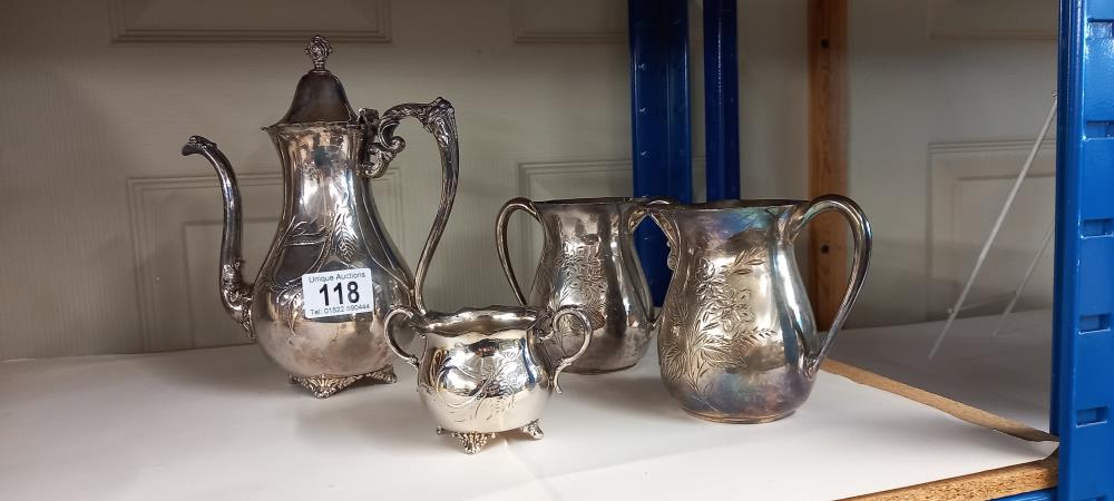 A 4 piece silver plate tea set