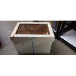 A wooden box, reads 'Boots pure drug co ltd Balesdale Road, Nottingham' on lid COLLECT ONLY