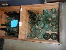A collection of vintage bottles in a wooden crate, COLLECT ONLY.