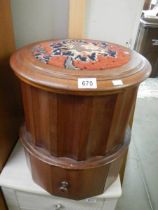 A Victorian mahogany circular commode with liner, COLLECT ONLY.