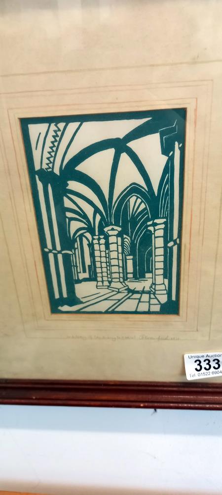 A watercolour of inside Canterbury Cathederal signed JR Greenfield 1978 COLLECT ONLY - Image 2 of 3