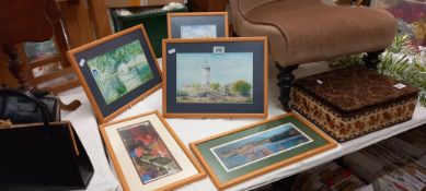 5 framed and glazed scenic prints