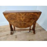 19th C. Burr walnut Sunderland table on turned columns and platform feet {70cm H x 90 cm W x 28cm