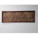 1950s framed tapestry depicting Garden scene {55 cm H x 156 cm W}.