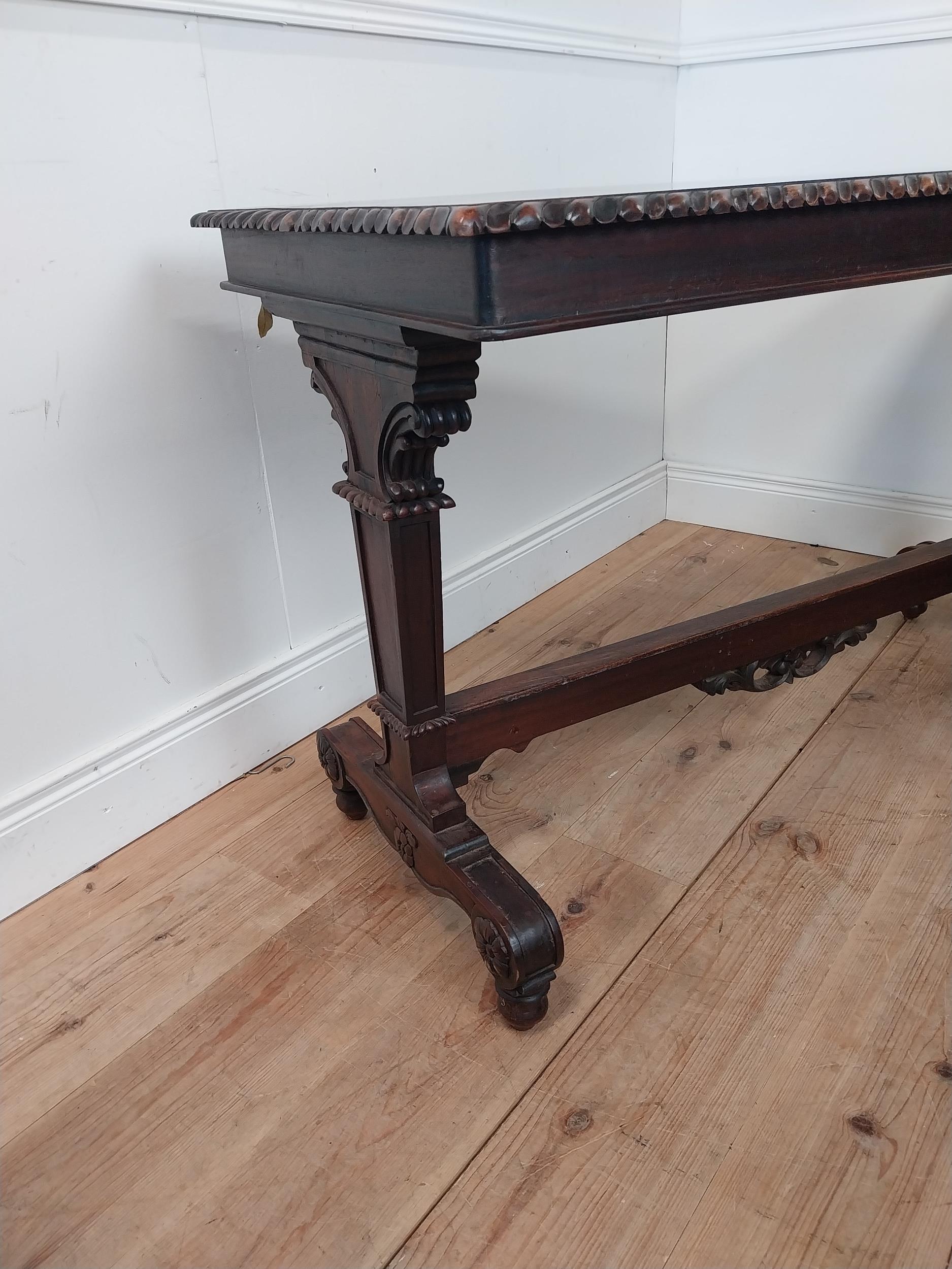 Mahogany library table in the William IV manner on carved columns and platform base {78cm H x - Image 2 of 5