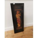 Early 20th. C. poker work wall plaque depicting a Lady { 92cm H X 35cm W }.