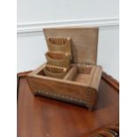 1940's Rosewood and inlaid musical cigarette case {10cm H x 21cm W x 12cm D}