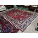 Good quality decorative Persian hand knotted carpet square {380 cm L x 290 cm W}.