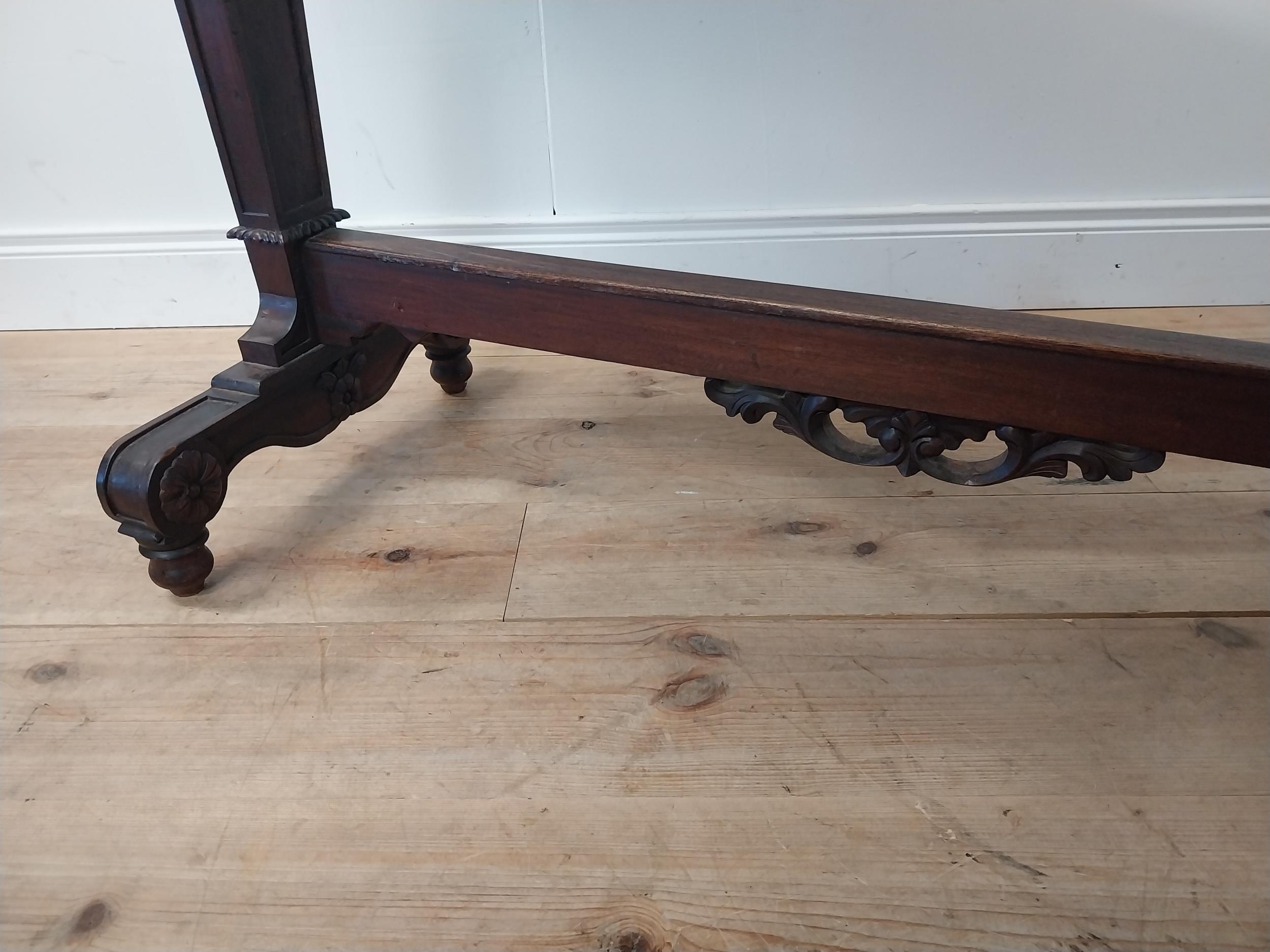 Mahogany library table in the William IV manner on carved columns and platform base {78cm H x - Image 5 of 5