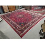 Good quality decorative Persian hand knotted carpet square {345 cm L x 265 cm W}.