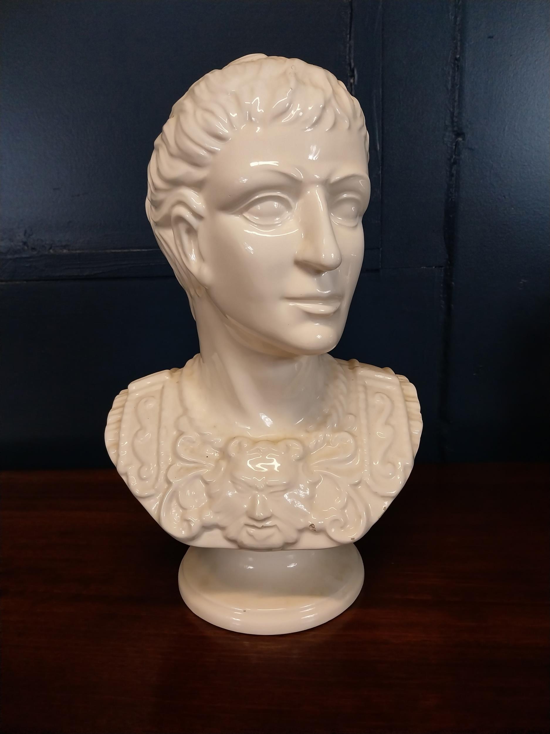 Ceramic bust of Cesar {40 cm H x 25 cm W x 20 cm D}.