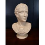Ceramic bust of Cesar {40 cm H x 25 cm W x 20 cm D}.