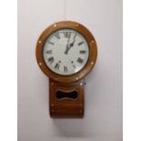 19th C. rosewood wall clock with brass and mother of pear inlay and painted dial {70 cm H x 40 cm