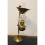Brass oil lamp {68 cm H x 24 cm Dia.}.