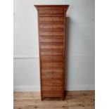 Early 20th C. pitch pine office cabinet {204 cm H x 64 cm W x 44 cm D}.
