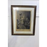 Framed black and white print The Reply by W. Dendy Sadler {64 cm H x 50 cm W}.