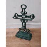 19th C. green cast iron stick stand {67 cm H x 40 cm W x 18 cm D}.